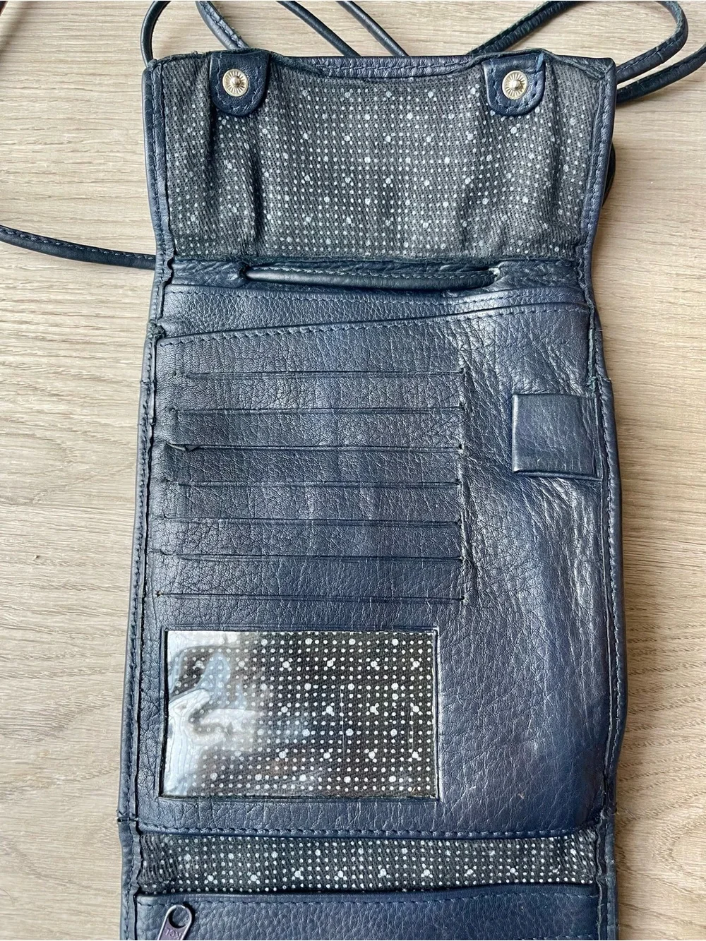 Kenneth Cole Navy Genuine Leather Travel Organizer Crossbody Bag 1990s